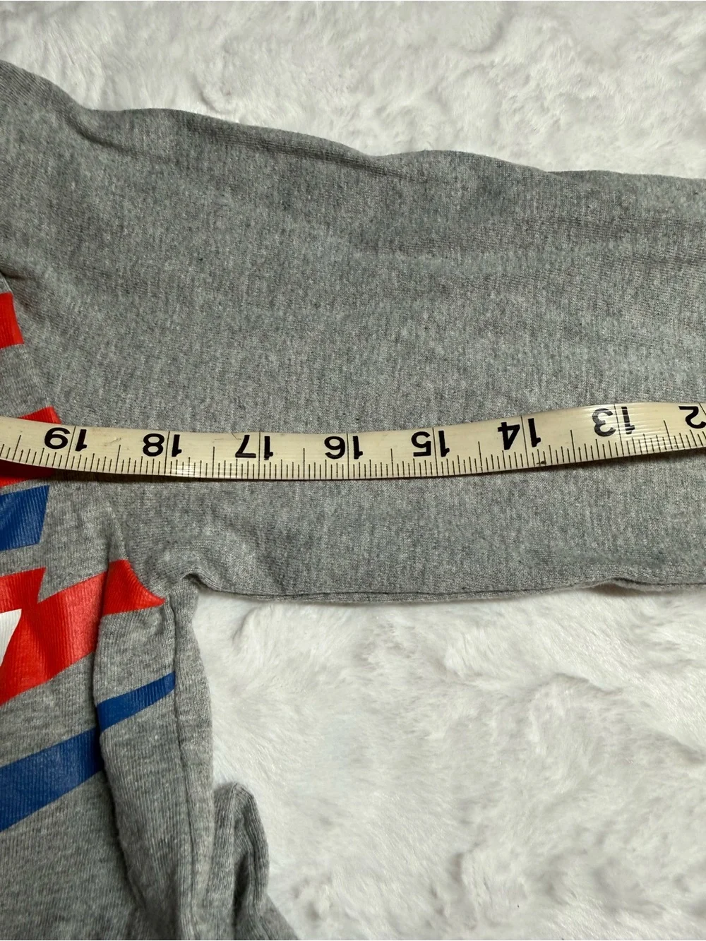 Nike Boys Gray Hooded Jersey with Red White and Blue Logo